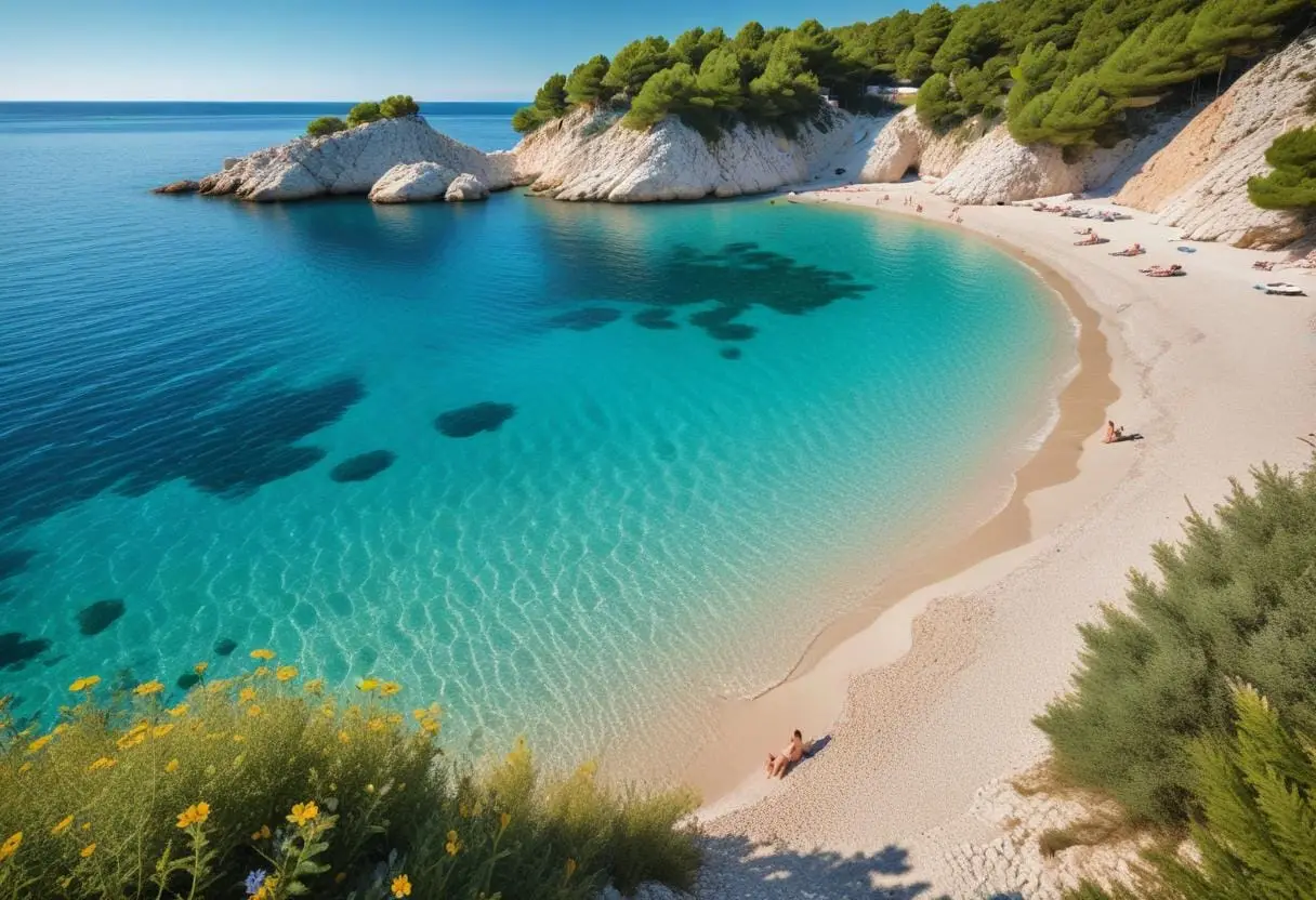 Njut av livet på en nakenstrand i Kroatien illustration